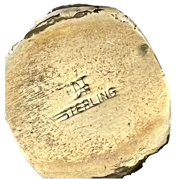 Signed Navajo Sterling Silver Amber Gemstone Cuff Bracelet 925 Native American - Picture 9 of 15